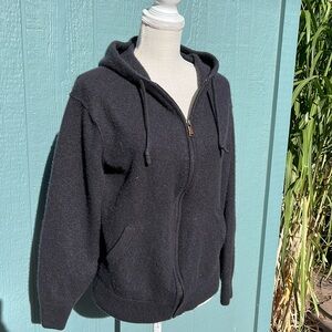 Orvis Cashmere Charcoal Gray Full Zip Hoodie Sweater
